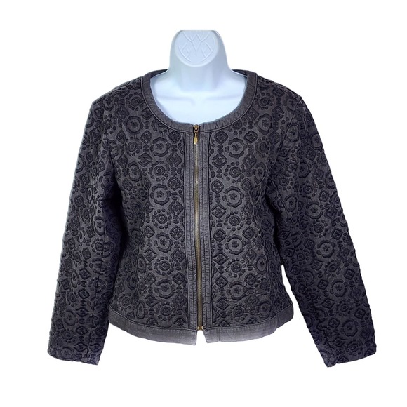 Chico's Vintage 90s Black Embroidered Full-zip Jacket Chico's size 1 (Misses 8) - Picture 1 of 6